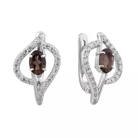 Серьги из серебра с раухтопазами и фианитами 21-0965-23-09