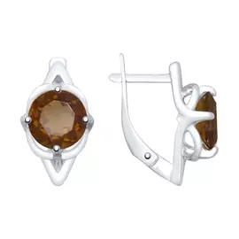 Серьги из серебра с раухтопазами с родированием 92022030