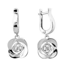 Серьги из серебра с родированием и фианитами У21-0398-23-01