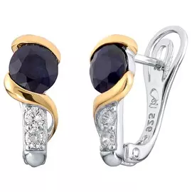 Серьги из серебра с сапфиром ETL-002-E-BS