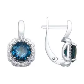 Серьги из серебра с топазами и фианитами 92021680