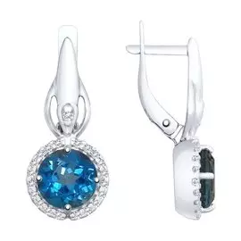 Серьги из серебра с топазами и фианитами 92021859