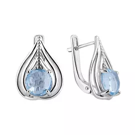 Серьги из серебра с топазами с родированием 42479602