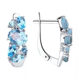 Серьги из серебра с топазами с родированием 92022014