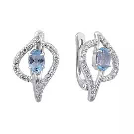 Серьги из серебра с топазами sky и фианитами 21-0965-23-10