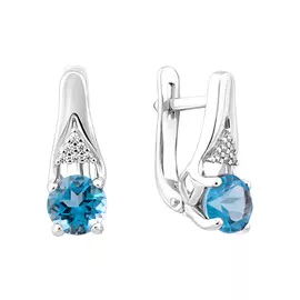 Серьги из серебра с топазами Свисс и фианитами 21-0598-23-10