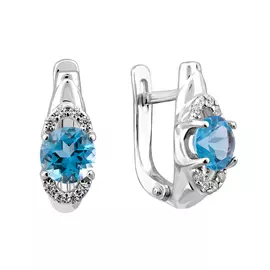 Серьги из серебра с топазами Свисс и фианитами 21-1376-23-10