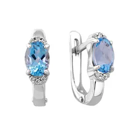 Серьги из серебра с топазами swiss и фианитами с родированием 21-1408-23-10