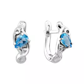 Серьги из серебра с топазами swiss с родированием У21-1427-23-10