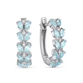 Серьги из серебра с топазом sky и фианитом с родированием 02-2179/00ТБ-00