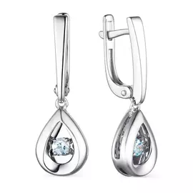 Серьги из серебра с топазом sky с родированием 02-1874/00ТБ-00