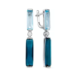 Серьги из серебра с юв. кристаллом и фианитом с родированием 02-1642/0ТЛК-00