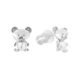 Серьги из серебра с жемчугом культами и лунными камнями И2-1620-23-06