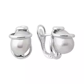 Серьги из серебра с жемчугом с родированием 50056802