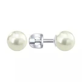 Серьги из серебра с жемчугом с родированием 94021961