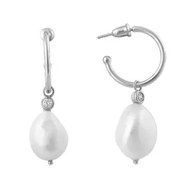 Серьги из серебра с жемчугом с родированием И2-1044-23-06