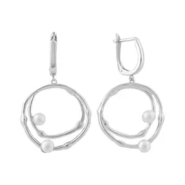 Серьги из серебра с жемчугом с родированием И2-1055-23-06