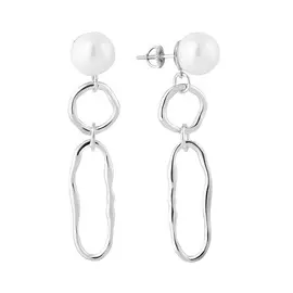 Серьги из серебра с жемчугом с родированием И2-787-23-06