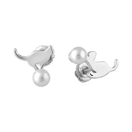 Серьги из серебра с жемчугом с родированием И2-984-23-06