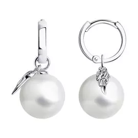 Серьги из серебра с жемчугом синтами 94025023