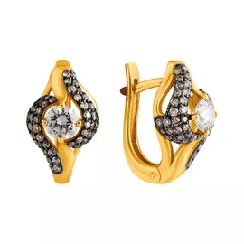 Серьги из желтого золота с бриллиантами 02-1992