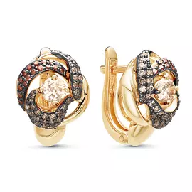 Серьги из желтого золота с бриллиантами 02-2047