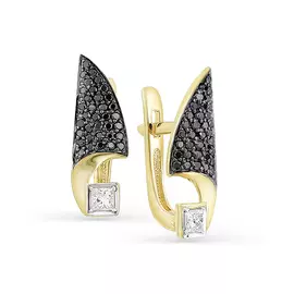 Серьги из желтого золота с бриллиантами 2-107-233