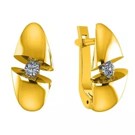 Серьги из желтого золота с бриллиантами 9601442