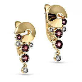 Серьги из желтого золота с бриллиантами и топазами 12-21133-2500