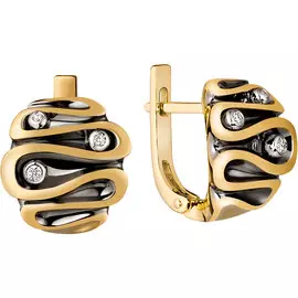 Серьги из желтого золота с бриллиантами Зс-2420