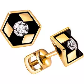 Серьги из желтого золота с бриллиантами Зс-2536