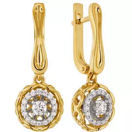 Серьги из желтого золота с бриллиантами Зс-3017