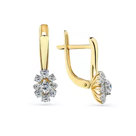 Серьги из желтого золота с фианитами 2000150