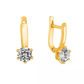 Серьги из желтого золота с фианитами 21-0237-13-01