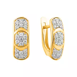 Серьги из желтого золота с фианитами 21-1581-13-01