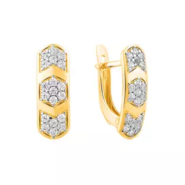 Серьги из желтого золота с фианитами с родированием 21-1543-13-01