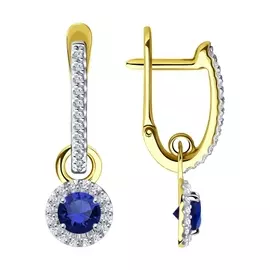 Серьги из желтого золота с фианитами swarovski 028778