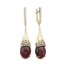 Серьги из желтого золота с турмалинами и бриллиантами 02-2980