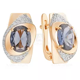 Серьги из красного золота с турмалинами и фианитами кл3237а-26