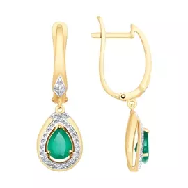 Серьги из золота с агатами и фианитами 725438