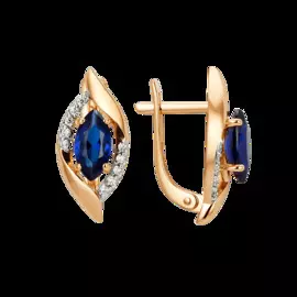 Серьги из золота с корундом сапфиром 010762-1472