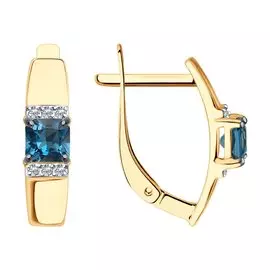 Серьги из золота с топазами и фианитами 727902