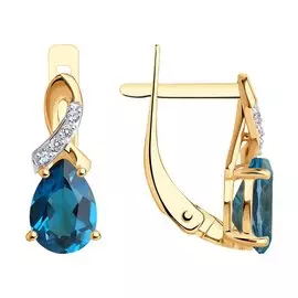 Серьги из золота с топазами и фианитами 728098