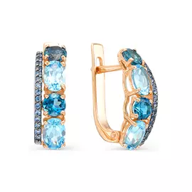 Серьги из золота с топазами и наношпинелем 8737-2