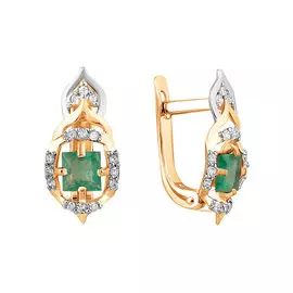 Серьги из красного золота с изумрудами и бриллиантами 21-9157-11-04