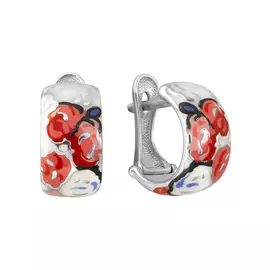 Серьги из серебра с эмалью с родированием 94022458