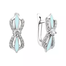 Серьги из серебра с фианитами и эмалью с родированием 21-1161-23-84