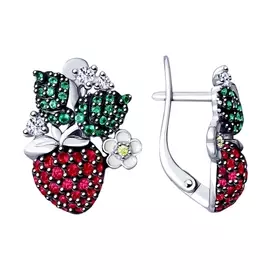 Серьги Эмаль,фианит