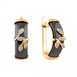 Серьги из серебра с керамикой и фианитами с позолотой G-TC-450E-BR