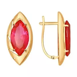 Серьги из красного золота с корундами рубинами 724434
